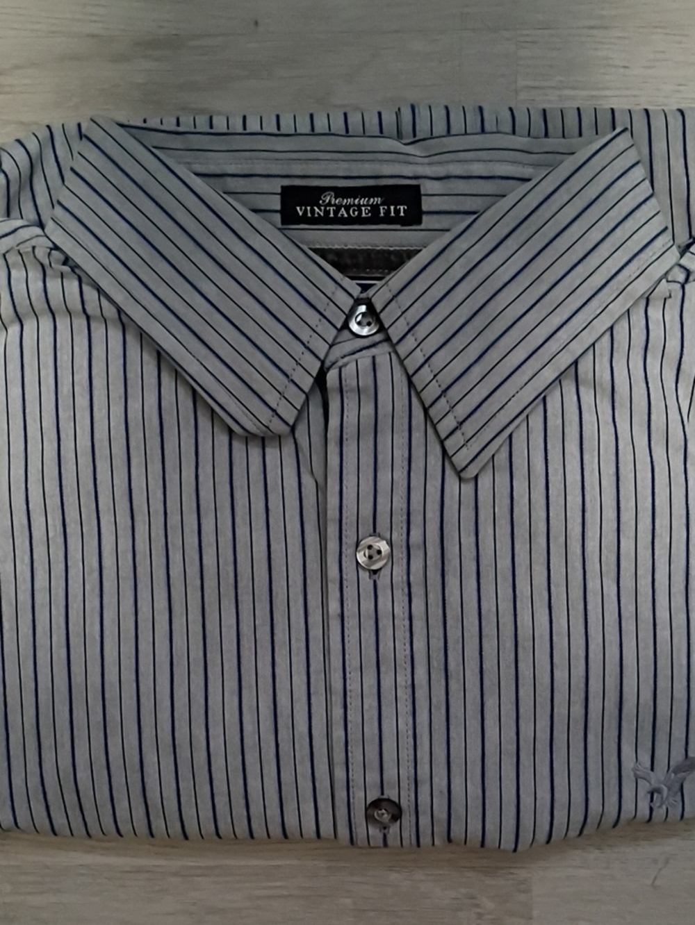 American Eagle Outfitters Light Blue Shirt with Navy Stripes